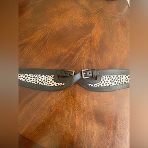 Worth New York Black And White Leopard Print Genuine Leather Belt Size Small